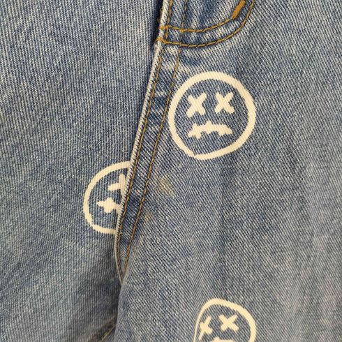 マスノウン MASSNOUN スマイルパワーンデザイン ワイドデニムパンツ メンズ JPN:S